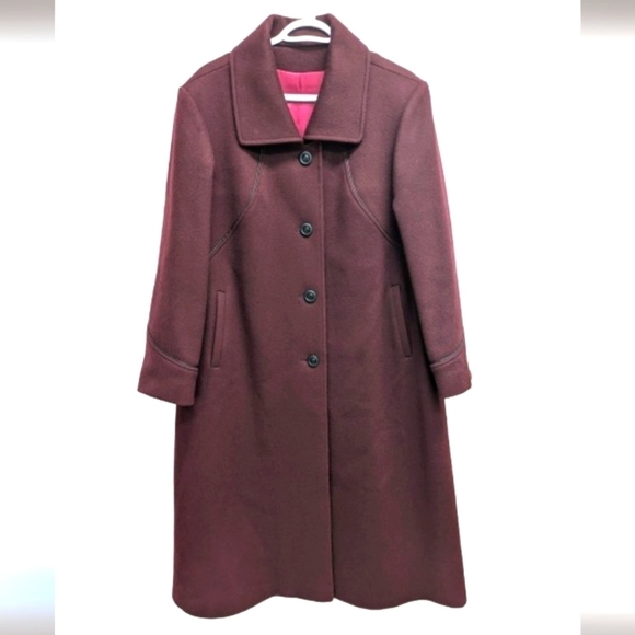 Tabe A. Gordon Ltée Jackets & Blazers - Tabé A. Gordon Ltée women's vintage burgundy and pink pure wool coat size L